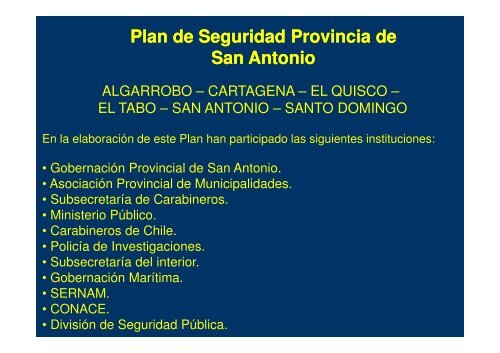 Plan de Seguridad Provincia de San Antonio - AsociaciÃ³n Chilena ...