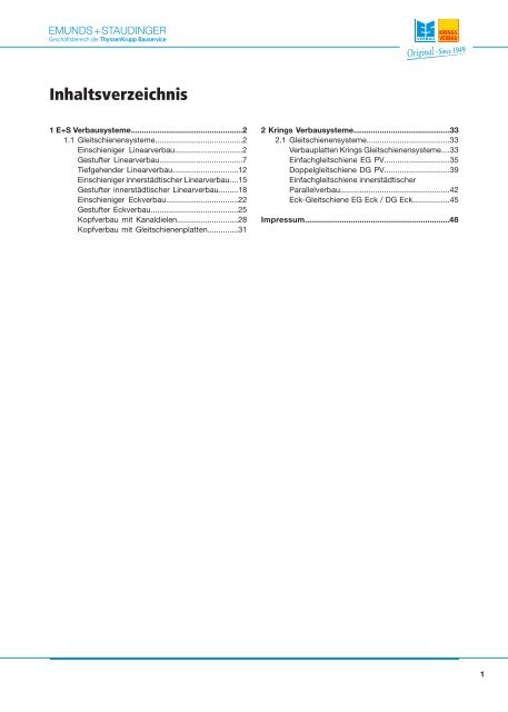 Inhaltsverzeichnis - Emunds + Staudinger GmbH