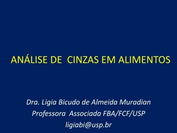 ANÁLISE DE CINZAS EM ALIMENTOS