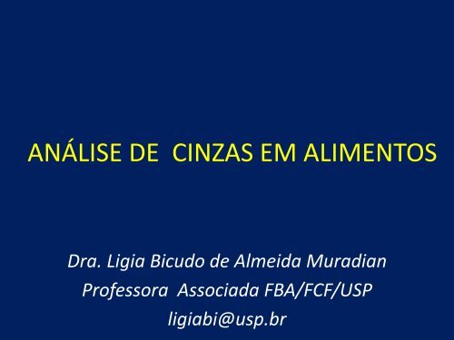 ANÁLISE DE CINZAS EM ALIMENTOS
