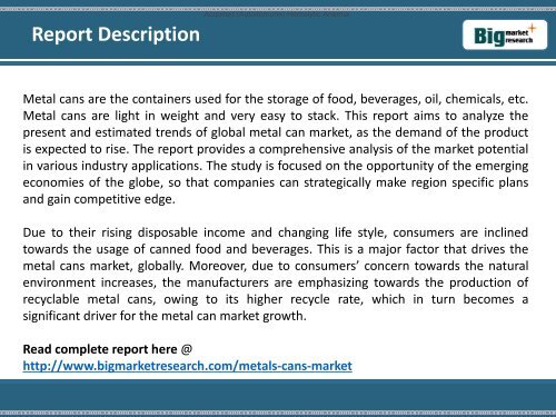 Global Metal Cans Market Strategies adopted by various companies 2013-2020