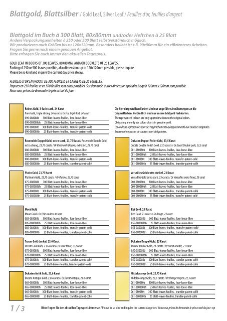 Alles für den Vergolder KATALOG 2015/2016