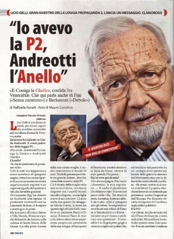 Io avevo la P2, Andreotti l'Anello - Grande Oriente d'Italia Democratico