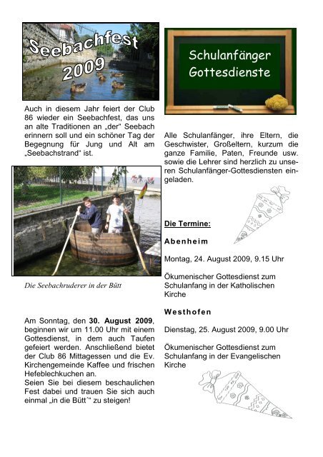Juni bis August - Evangelische Kirchengemeinde Westhofen und ...