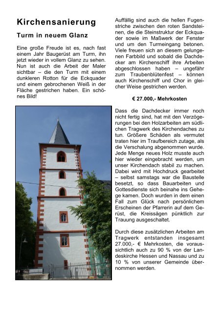 Juni bis August - Evangelische Kirchengemeinde Westhofen und ...
