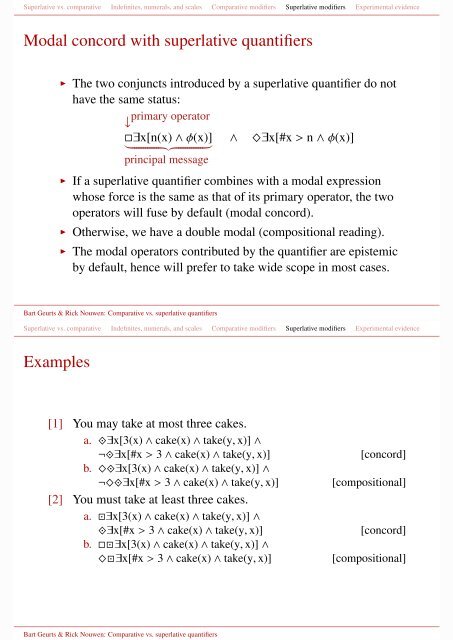 Comparative vs. superlative quantifiers Superlative and comparative ...