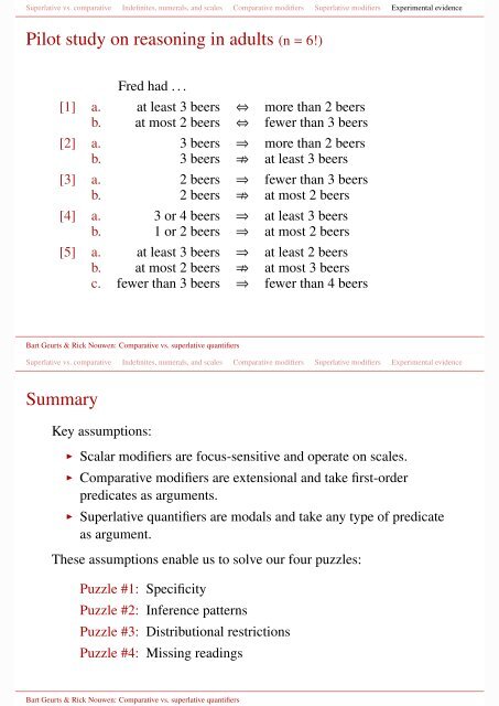 Comparative vs. superlative quantifiers Superlative and comparative ...