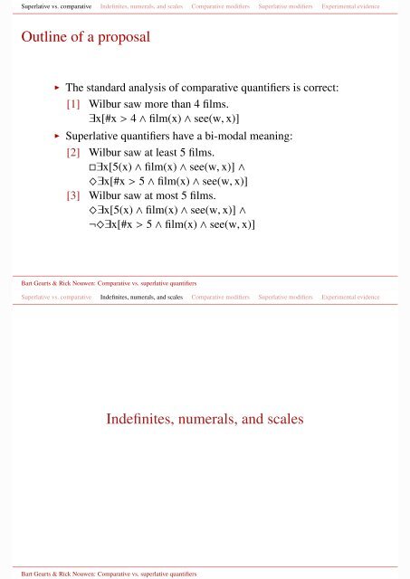 Comparative vs. superlative quantifiers Superlative and comparative ...