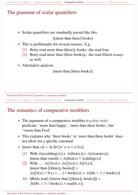 Comparative vs. superlative quantifiers Superlative and comparative ...