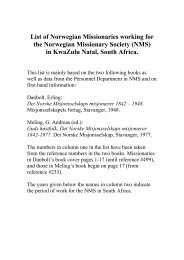 List of Norwegian Missionaries working for the Norwegian ...