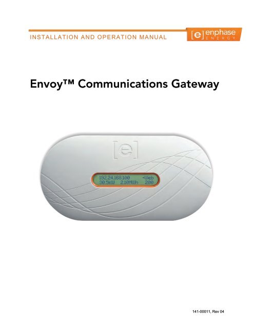 Enphase Envoy User Manual Metgen