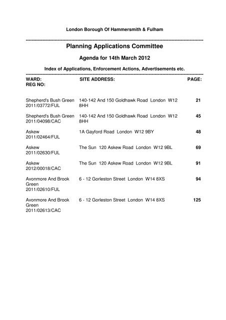 Planning Applications Committee - Meetings, agendas and minutes