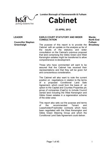 EC Draft Cabinet Report - April 2012 Final PDF 270 KB