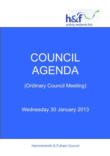 Agenda frontsheet PDF 185 KB - Meetings, agendas and minutes