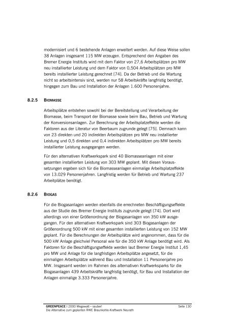 2000 Megawatt â sauber! Die Studie - Greenpeace