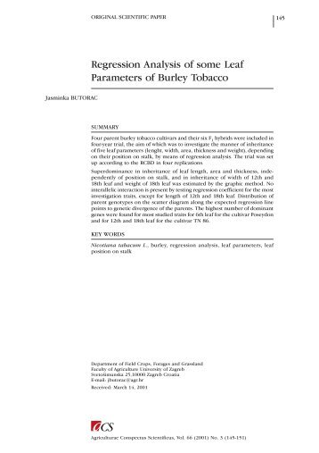 Agriculturae Conspectus Scientificus - Agronomski fakultet