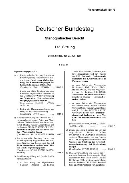 Stenografischer Bericht - Deutscher Bundestag