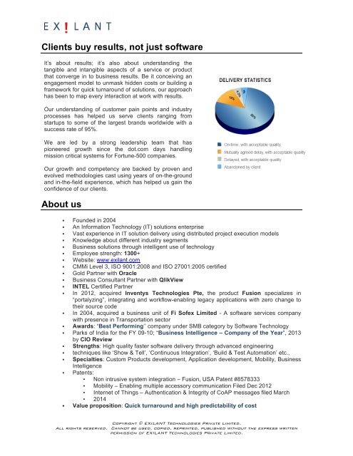 Corporate Fact sheet - EXILANT Technologies