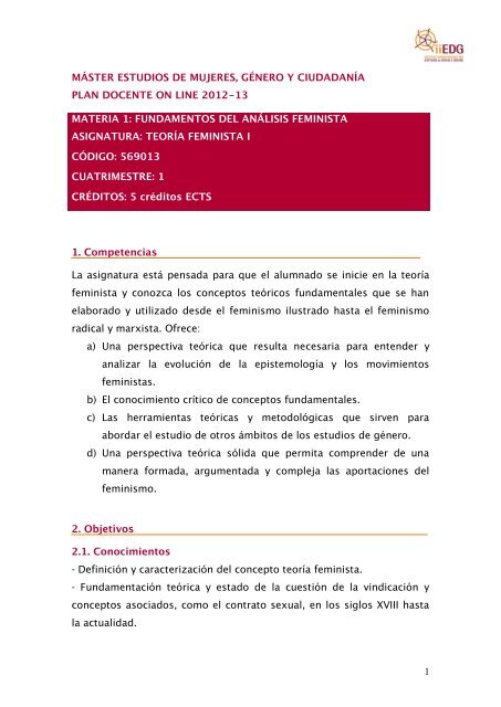 1 MÁSTER ESTUDIOS DE MUJERES, GÉNERO Y CIUDADANÍA ...