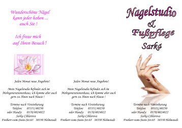 Flyer: Nagelstudio und FuÃpflege - MehrGenerationenHaus Helmstedt