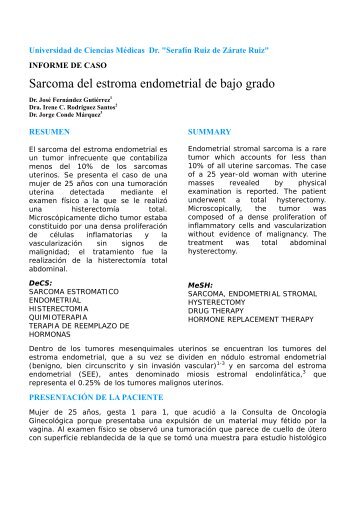 Sarcoma del estroma endometrial de bajo grado - Acta MÃ©dica del ...