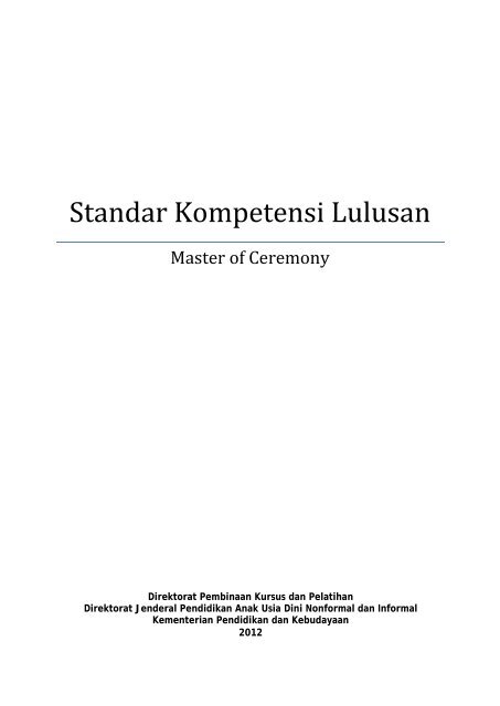 Standar Kompetensi Lulusan (SKL) Master of Ceremony