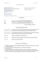 Curriculum Vitae Formation ActivitÃ©s professionnelles ... - Cemef