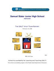 Samuel Slater Junior High School - RI.gov