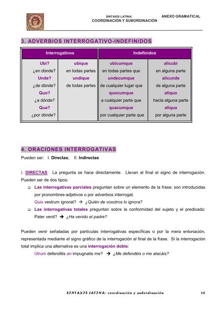 Sintaxis oracional: coordinaciÃ³n y subordinaciÃ³n en latÃ­n.