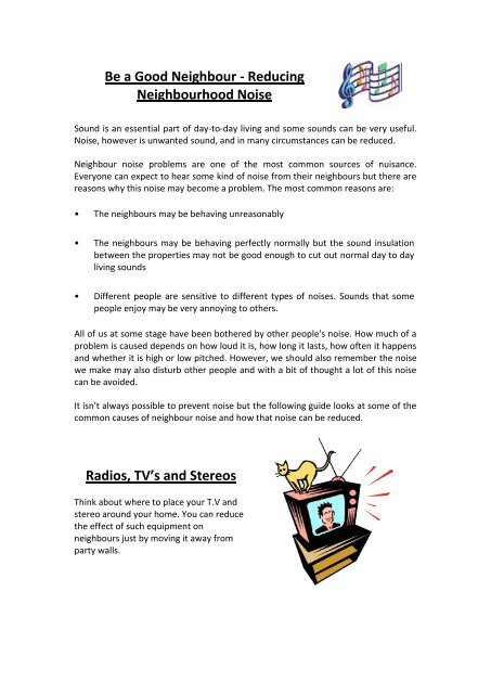Be A Good Neighbour Reducing Neighbourhood Noise Radios