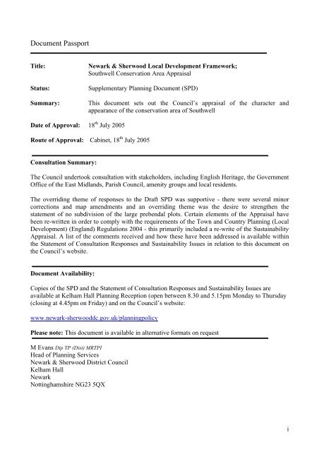 Southwell CA Appraisal.pdf - Newark and Sherwood District Council