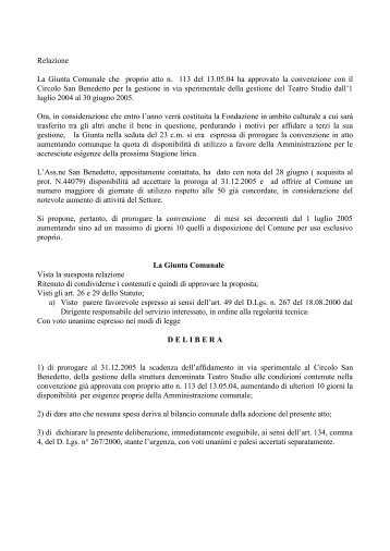 proroga convenzione in via sperimentale della gestione del Teatro ...