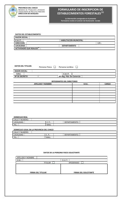 formulario de inscripcion de establecimientos forestales