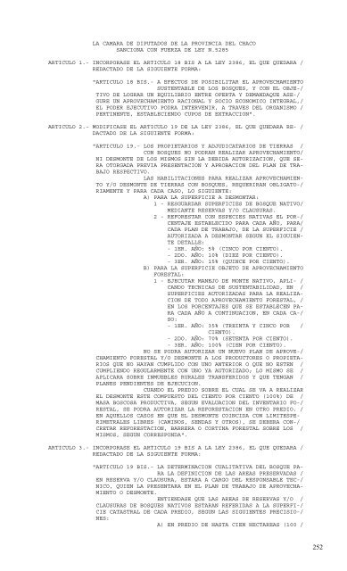 Leyes Ambientales de la Provincia del Chaco.