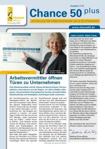 Arbeitsvermittler öffnen Türen zu Unternehmen - Chance 50 plus