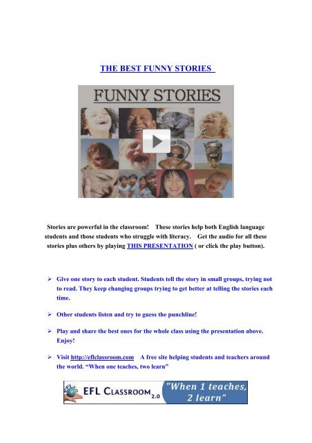 THE BEST FUNNY STORIES - EFL Classroom THE BEST FUNNY STORIES - EFL Classroom