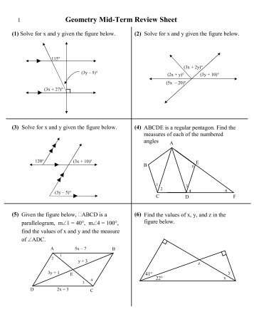 Geometry MidTerm Review Sheet