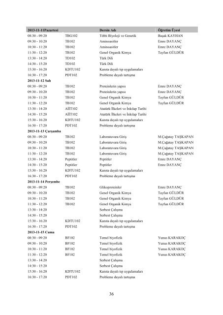 tc inÃ¶nÃ¼Ã¼niversitesi tÄ±p fakÃ¼ltesi 2013-2014 eÄitim ve Ã¶Äretim yÄ±lÄ± ...