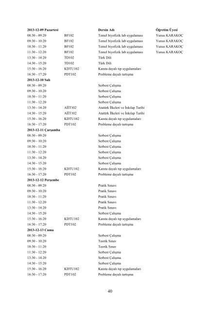 tc inÃ¶nÃ¼Ã¼niversitesi tÄ±p fakÃ¼ltesi 2013-2014 eÄitim ve Ã¶Äretim yÄ±lÄ± ...