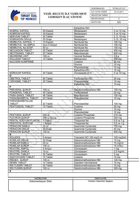 TOTM-LST-017 YeÅil ReÃ§ete Ä°le Verilmesi Gereken Ä°laÃ§ Listesi.pdf