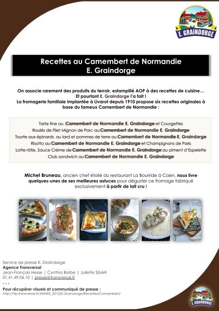 Recettes Au Camembert De Normandie E Graindorge Transversal