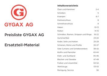 Ersatzteile Preisliste - Gygax AG