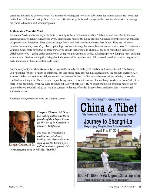 Click to download the entire September issue as a PDF - Yang-Sheng