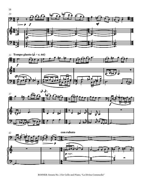 Rosner - Sonata No. 2 for Cello and Piano, “La Divina Commedia”, op. 89