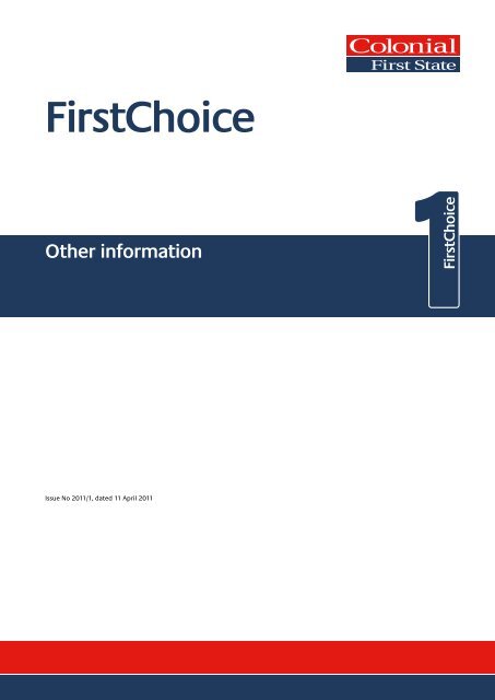 Other information booklet - Colonial First State