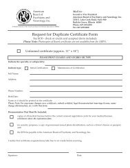 Request for Duplicate Certificate Form - American Board of ...