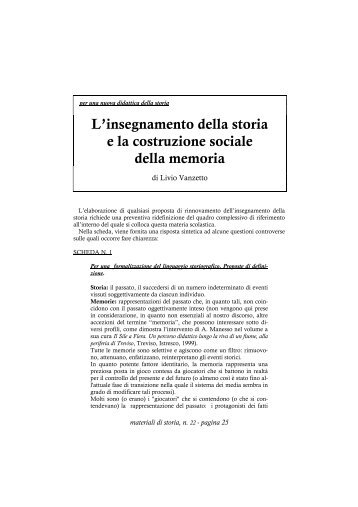 L'insegnamento della storia e la costruzione sociale della memoria