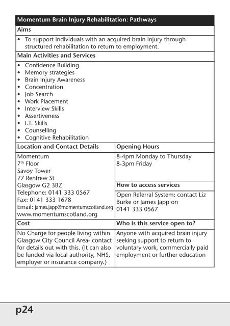 Directory of Services - Headway Glasgow