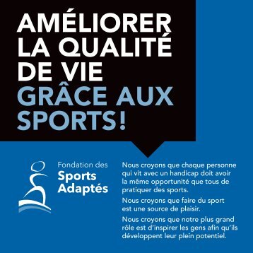 AMÉLIORER LA QUALITÉ DE VIE GRÂCE AUX SPORTS!