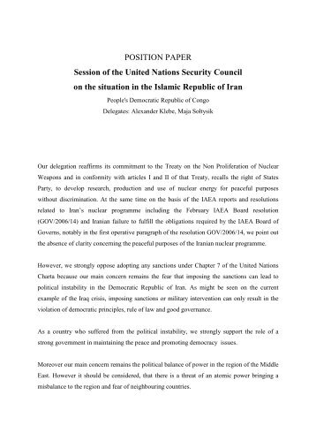 POSITION PAPER Session of the United Nations Security ... - ViaMUN